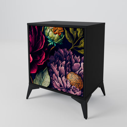 BLOOMING ELEGANCE 1-Door Sideboard in Black Finish
