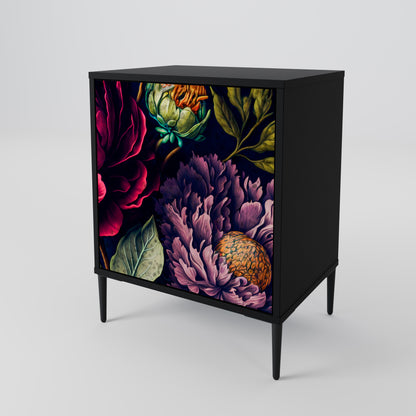 BLOOMING ELEGANCE 1-Door Sideboard in Black Finish