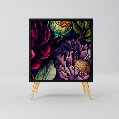 BLOOMING ELEGANCE 1-Door Sideboard in Black Finish