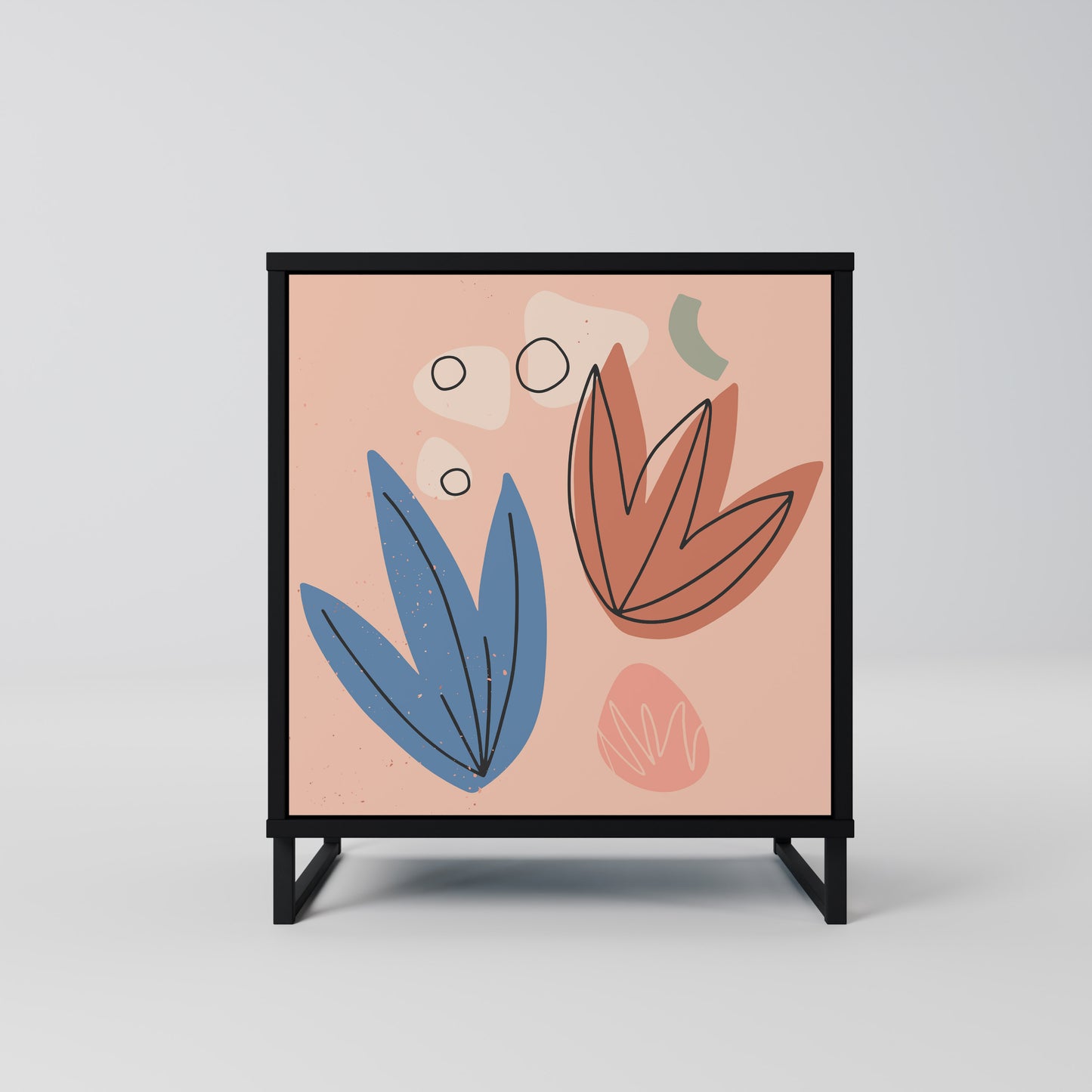 PASTEL DESTINY 1-Door Sideboard in Black Finish