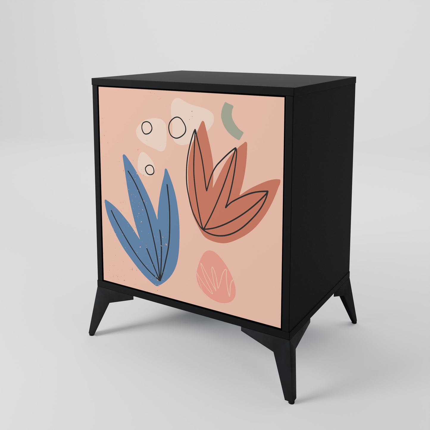 PASTEL DESTINY 1-Door Sideboard in Black Finish