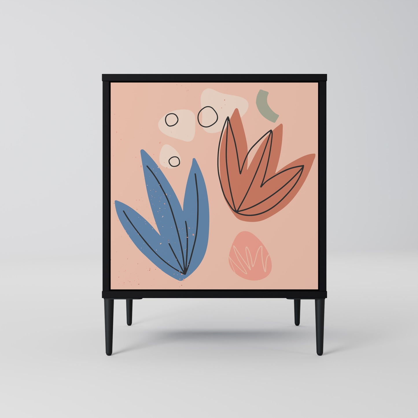 PASTEL DESTINY 1-Door Sideboard in Black Finish