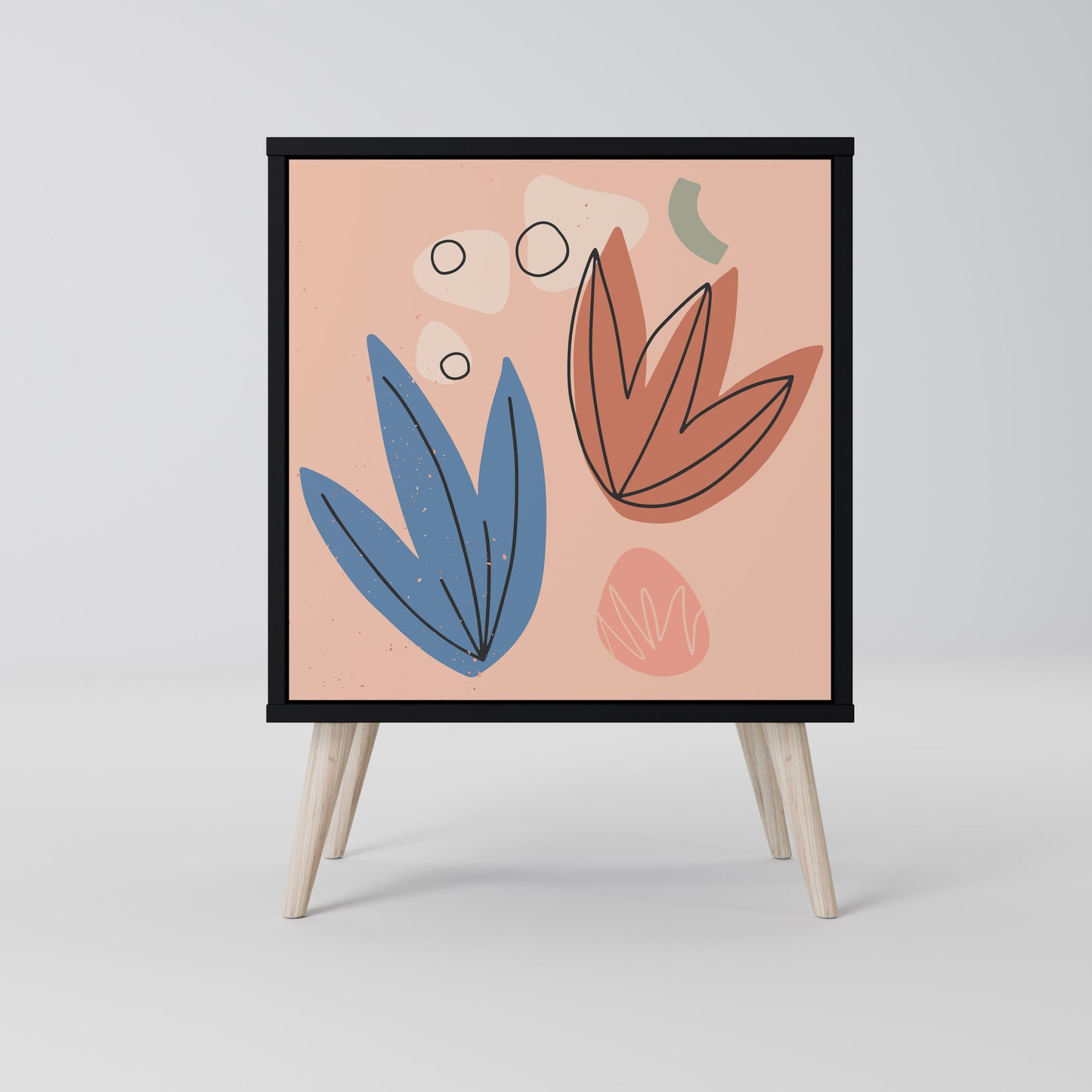 PASTEL DESTINY 1-Door Sideboard in Black Finish