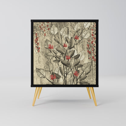 HERBAL GRACE 1-Door Sideboard in Black Finish