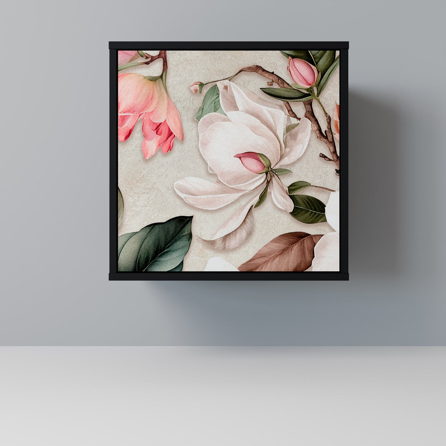 Credenza FLORAL GRACE a 1 anta con finitura nera