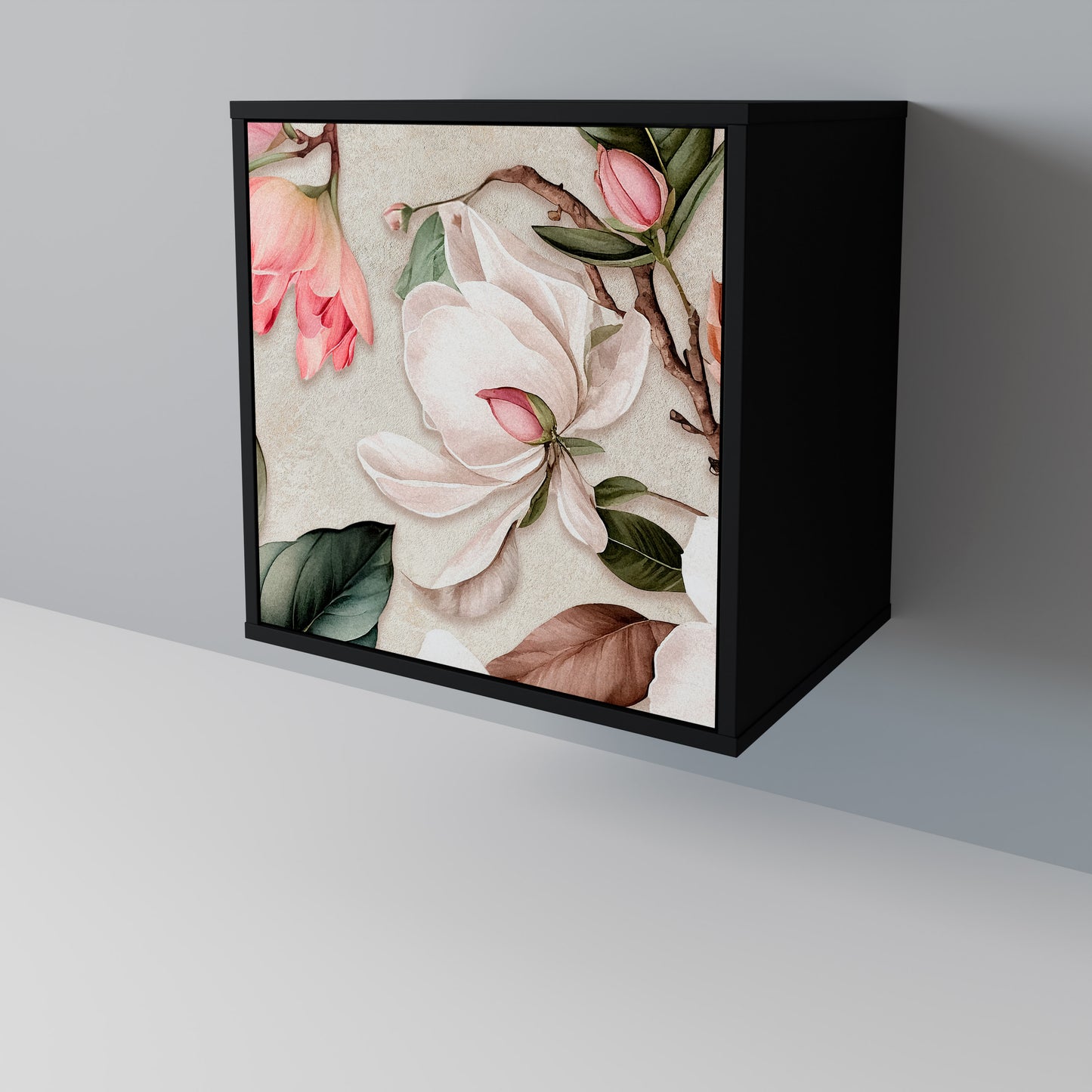 Credenza FLORAL GRACE a 1 anta con finitura nera