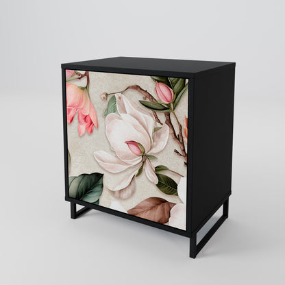 Credenza FLORAL GRACE a 1 anta con finitura nera