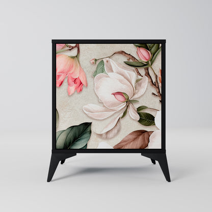 Credenza FLORAL GRACE a 1 anta con finitura nera