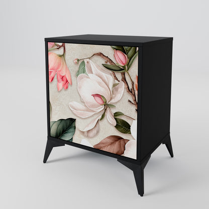 Credenza FLORAL GRACE a 1 anta con finitura nera