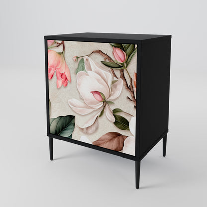 Credenza FLORAL GRACE a 1 anta con finitura nera