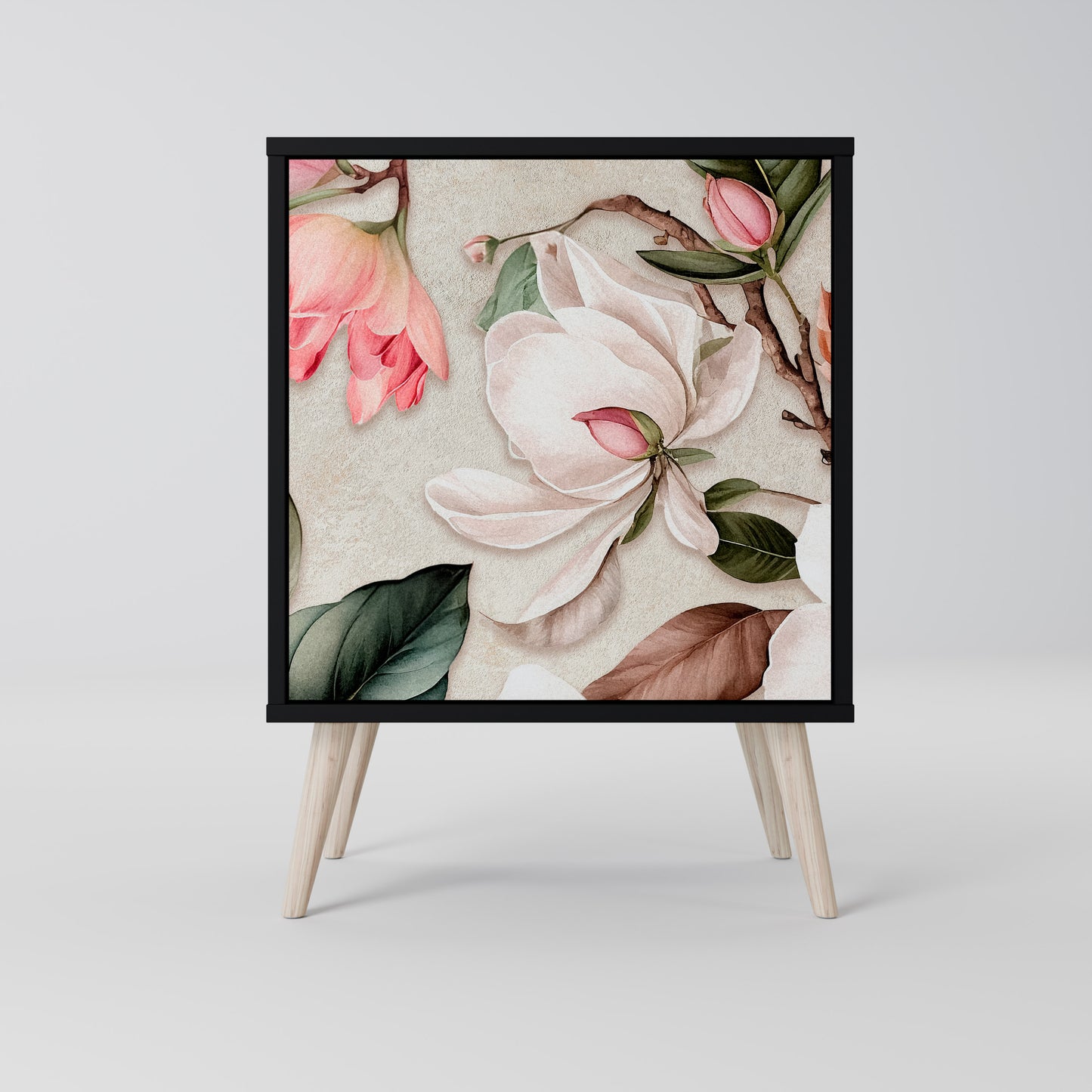 Credenza FLORAL GRACE a 1 anta con finitura nera