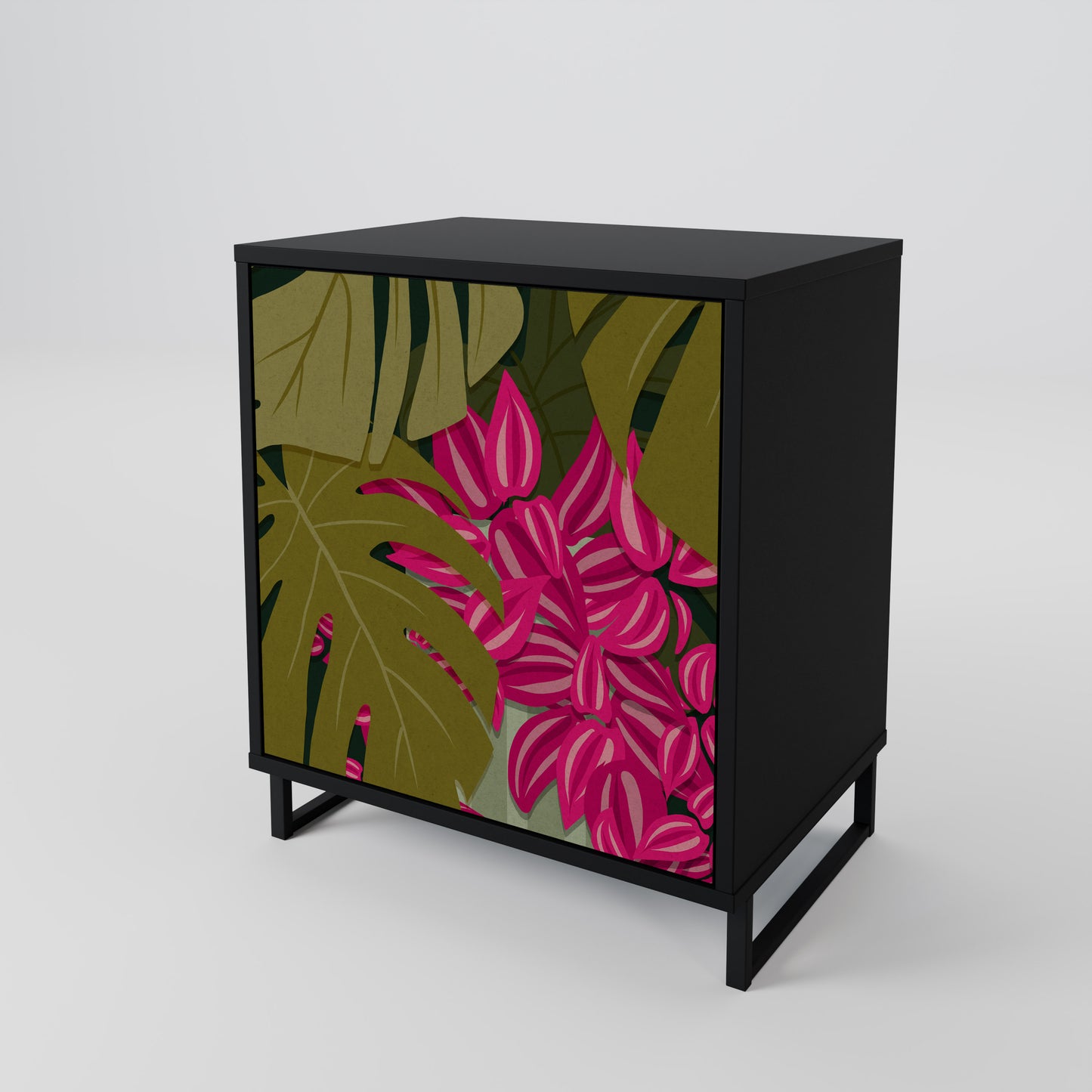 Credenza TROPICAL BEAUTY a 1 anta con finitura nera