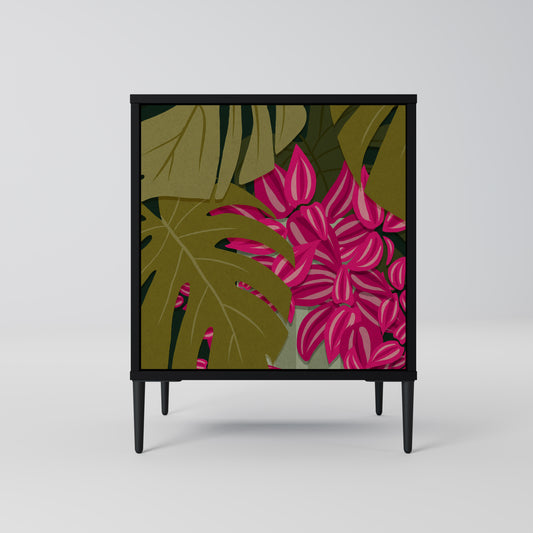 Credenza TROPICAL BEAUTY a 1 anta con finitura nera