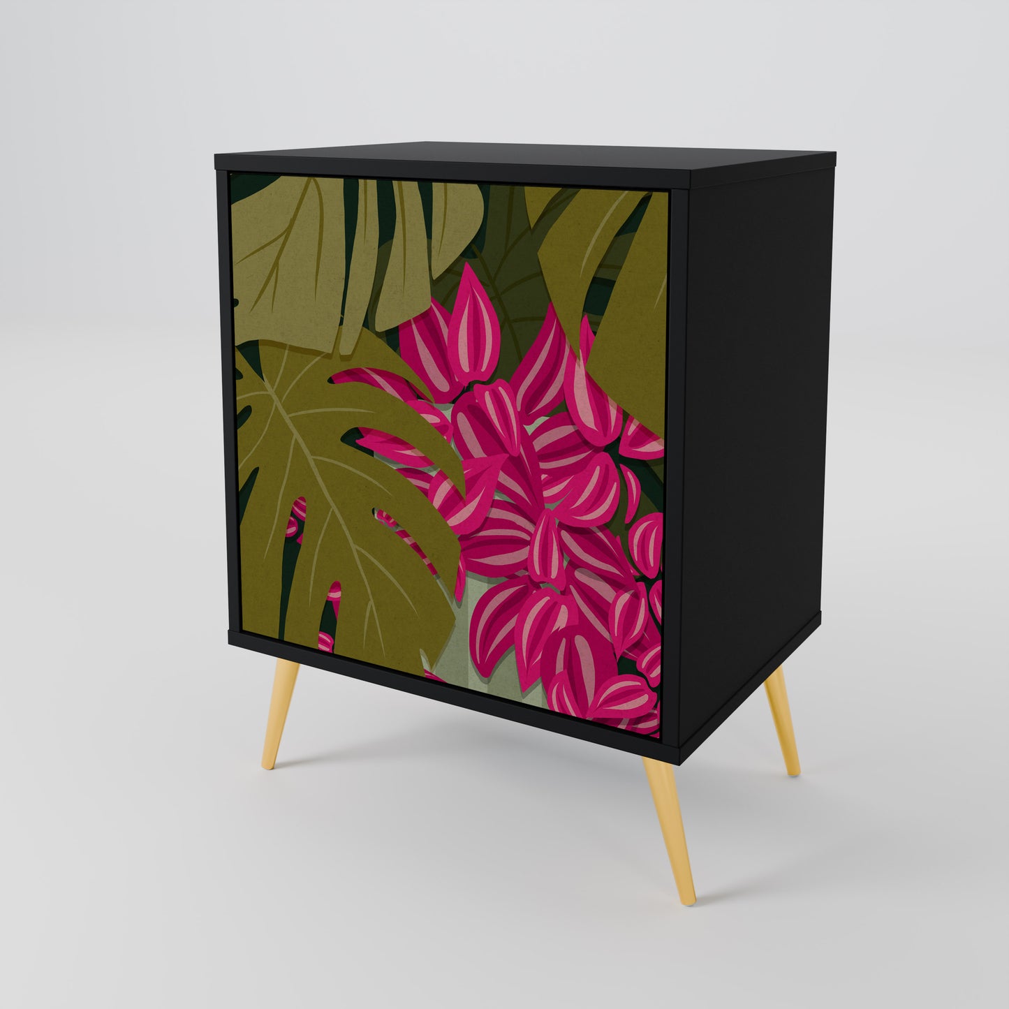 Credenza TROPICAL BEAUTY a 1 anta con finitura nera