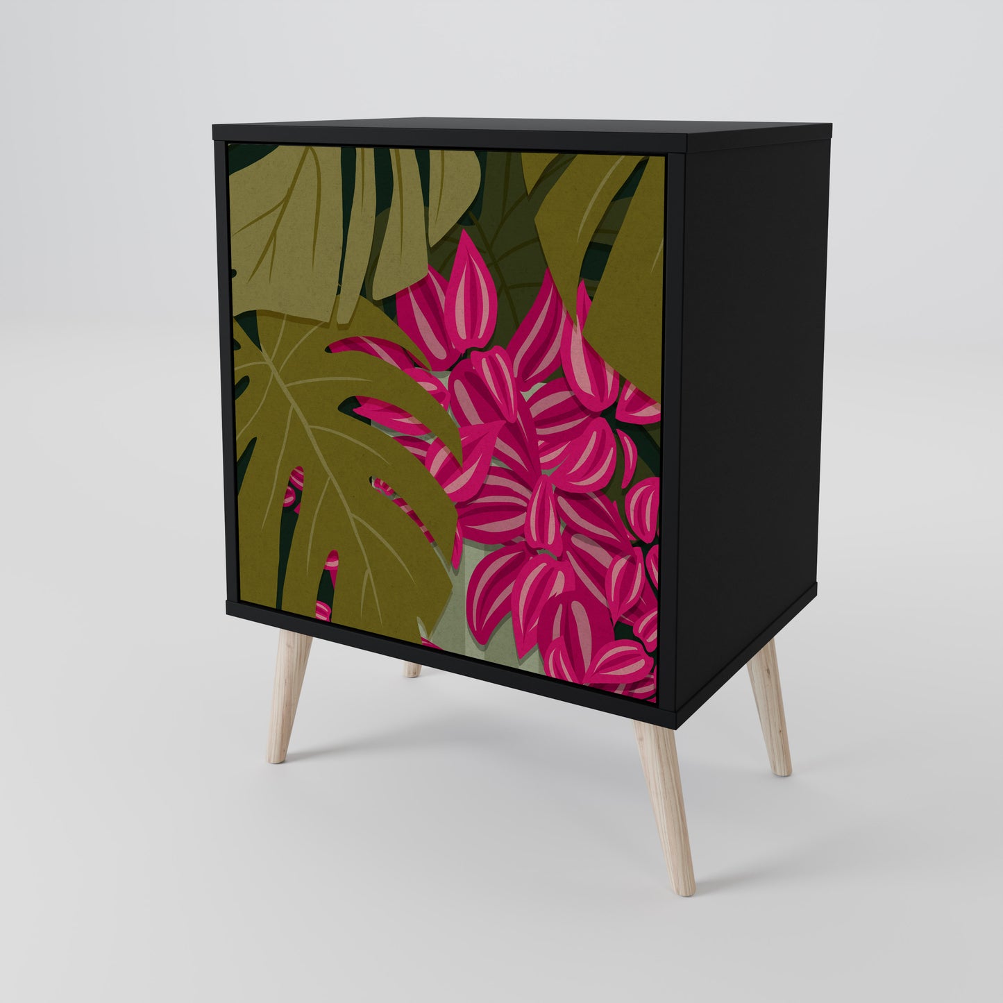 Credenza TROPICAL BEAUTY a 1 anta con finitura nera