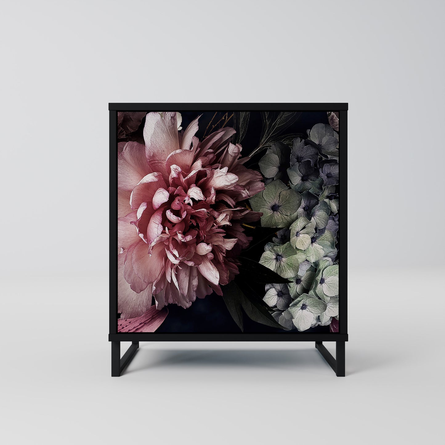 Credenza a 1 anta PURE BLOSSOM con finitura nera