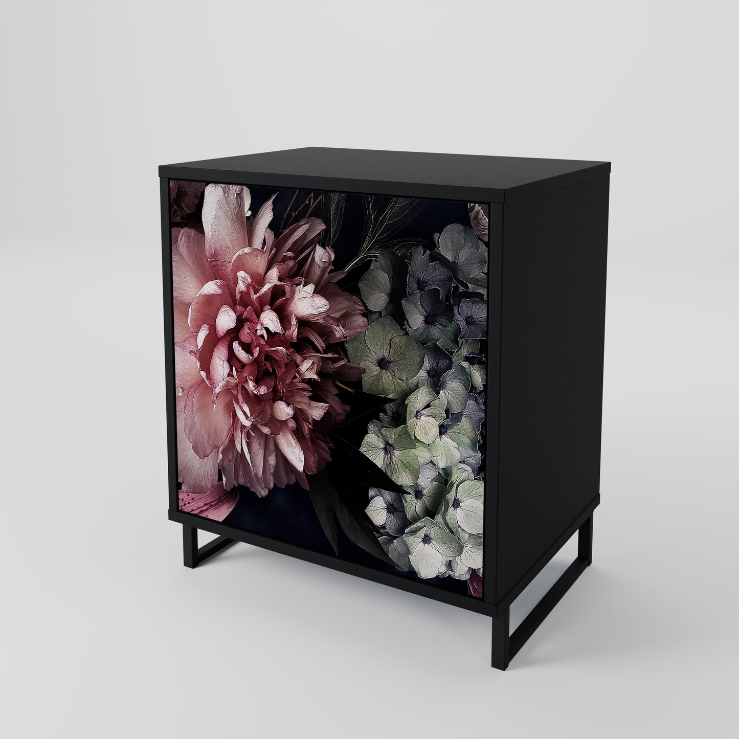 Credenza a 1 anta PURE BLOSSOM con finitura nera