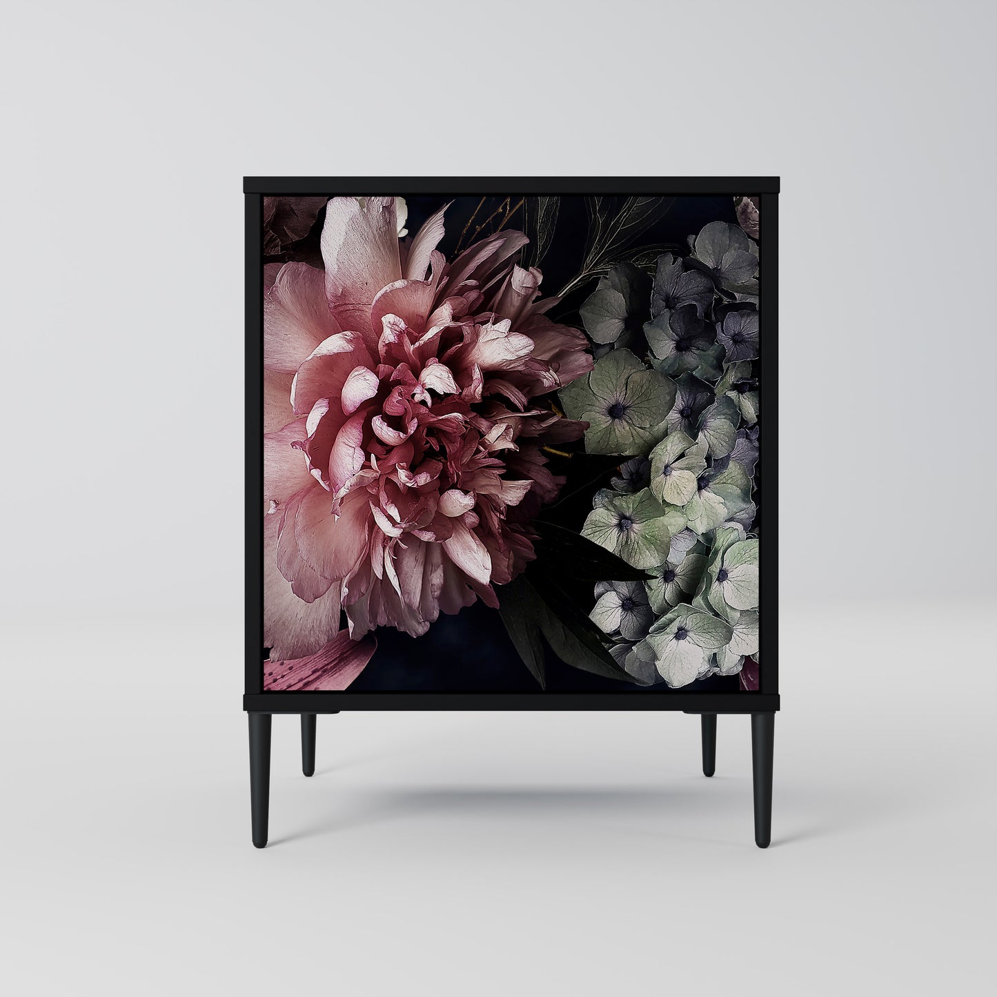 Credenza a 1 anta PURE BLOSSOM con finitura nera