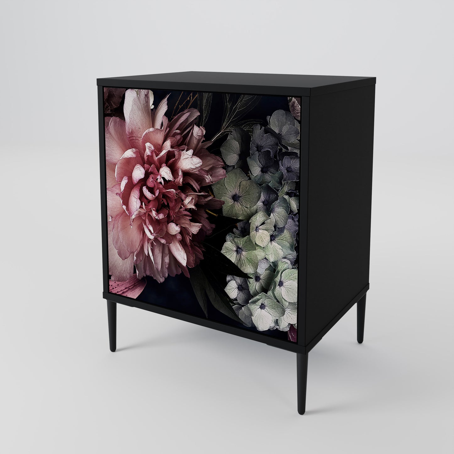Credenza a 1 anta PURE BLOSSOM con finitura nera