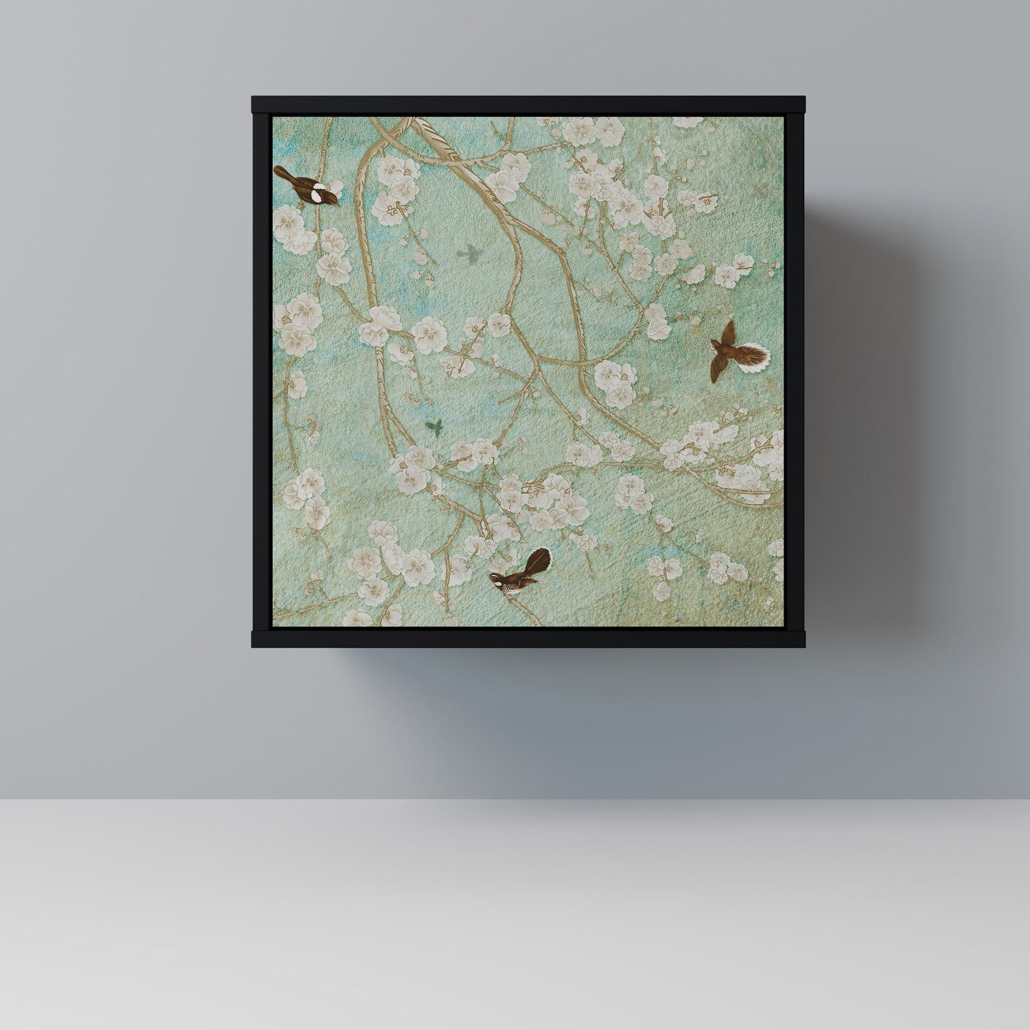 BLOOMING CHARM 1-Door Sideboard in Black Finish