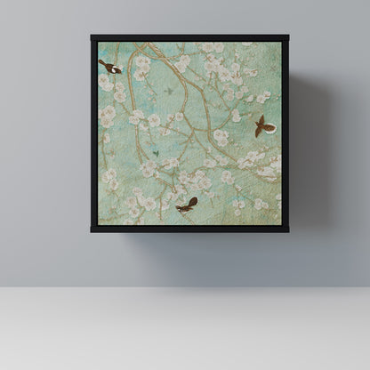 BLOOMING CHARM 1-Door Sideboard in Black Finish