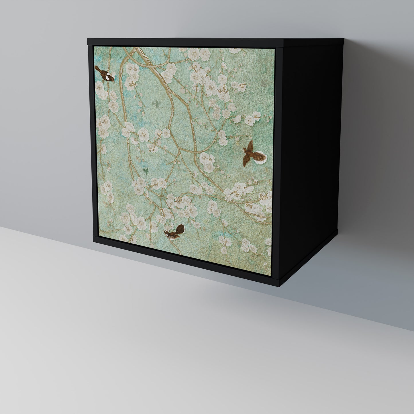 BLOOMING CHARM 1-Door Sideboard in Black Finish