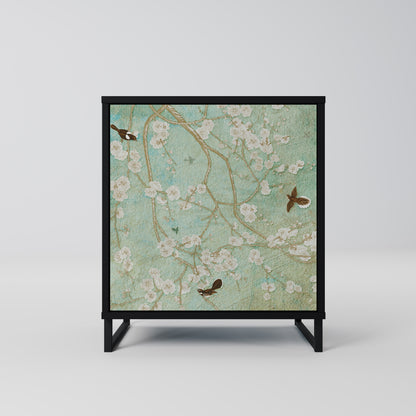 BLOOMING CHARM 1-Door Sideboard in Black Finish