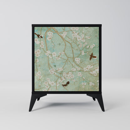 BLOOMING CHARM 1-Door Sideboard in Black Finish