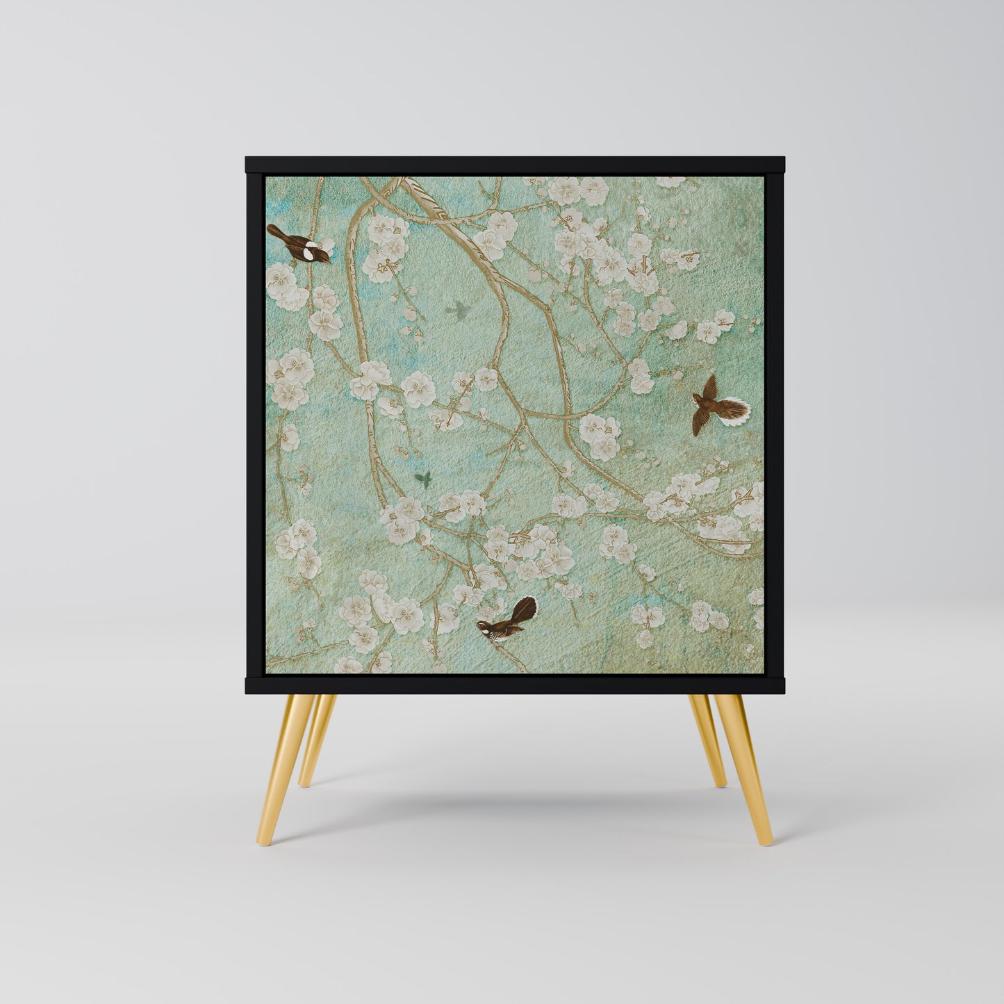 BLOOMING CHARM 1-Door Sideboard in Black Finish