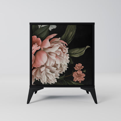 LUSH ELEGANCE 1-Door Sideboard in Black Finish