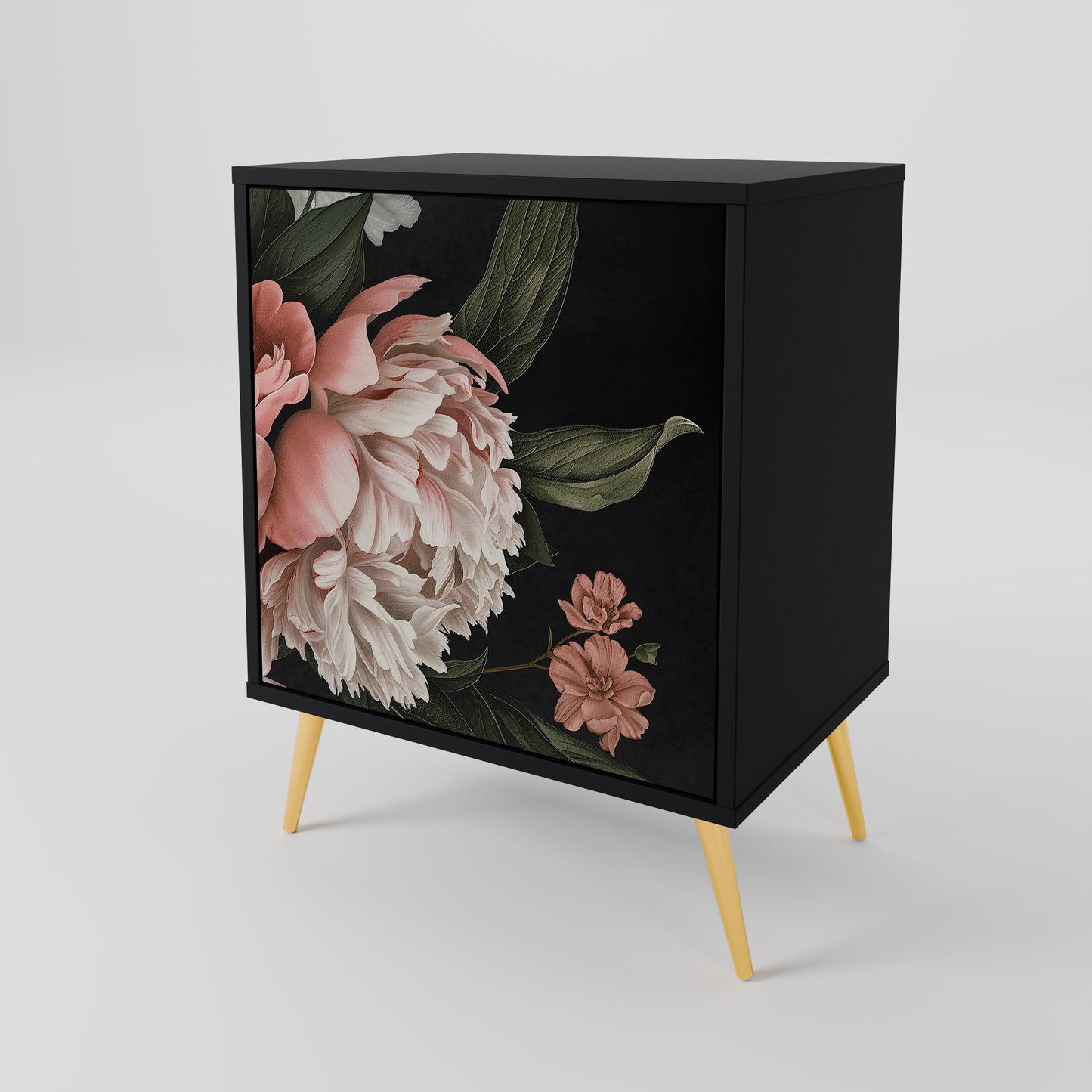 LUSH ELEGANCE 1-Door Sideboard in Black Finish