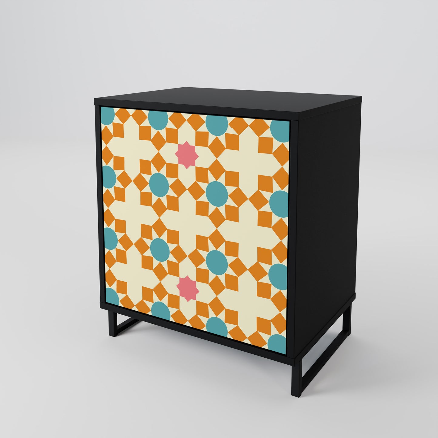 FLORAL DECOR 1-Door Sideboard in Black Finish