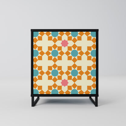 FLORAL DECOR 1-Door Sideboard in Black Finish