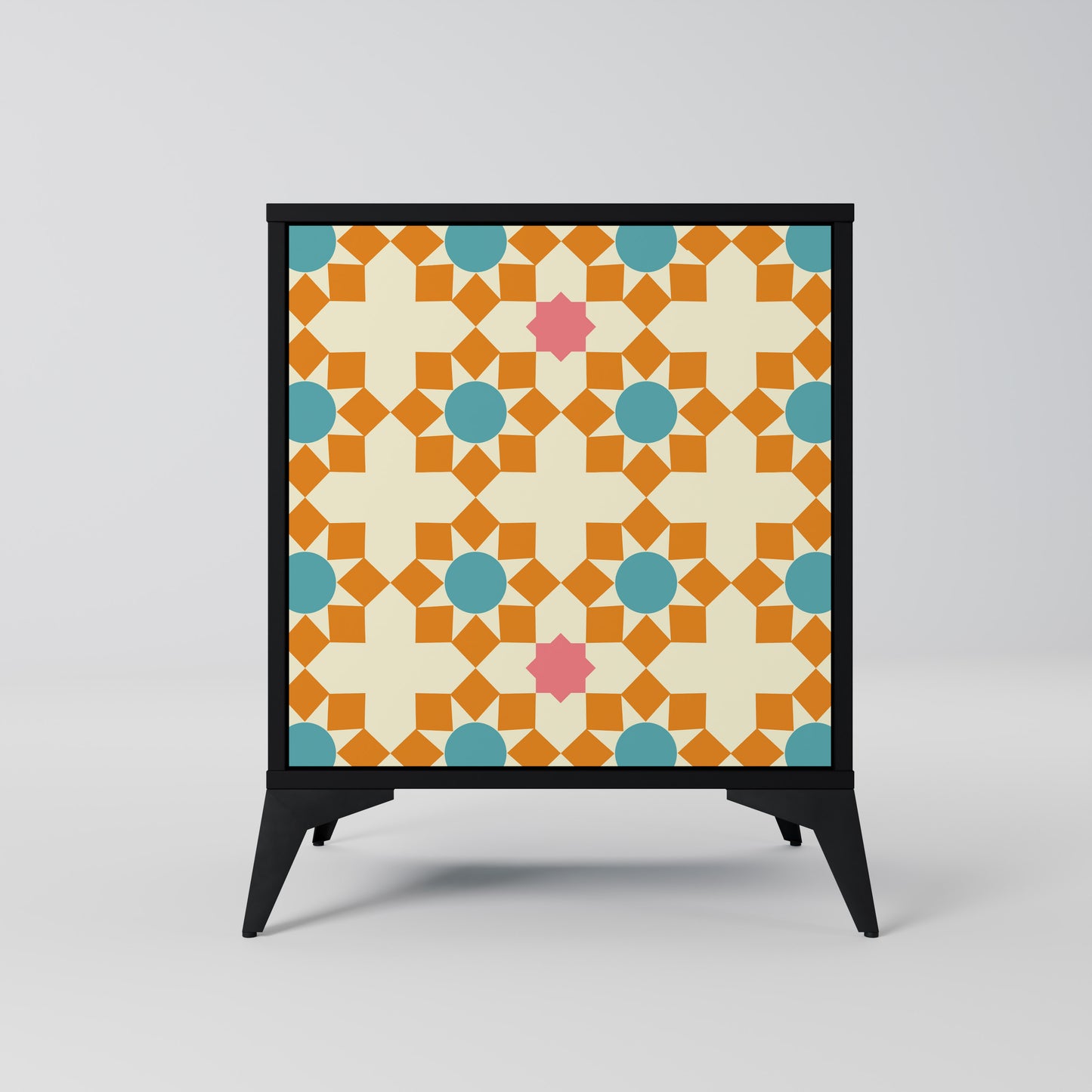 FLORAL DECOR 1-Door Sideboard in Black Finish