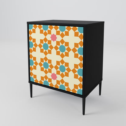 FLORAL DECOR 1-Door Sideboard in Black Finish