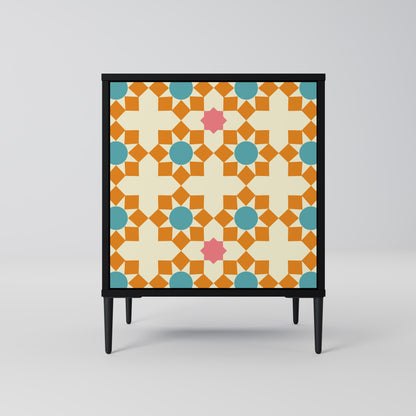 FLORAL DECOR 1-Door Sideboard in Black Finish