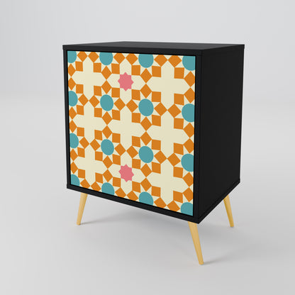 FLORAL DECOR 1-Door Sideboard in Black Finish