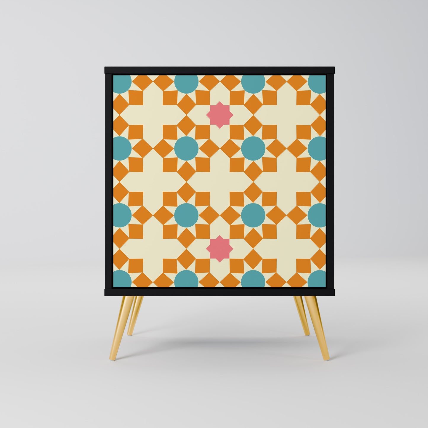 FLORAL DECOR 1-Door Sideboard in Black Finish