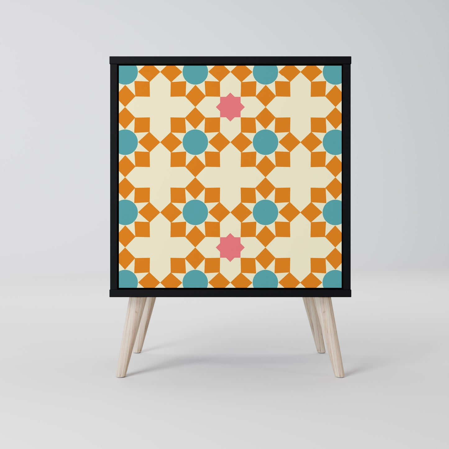 FLORAL DECOR 1-Door Sideboard in Black Finish