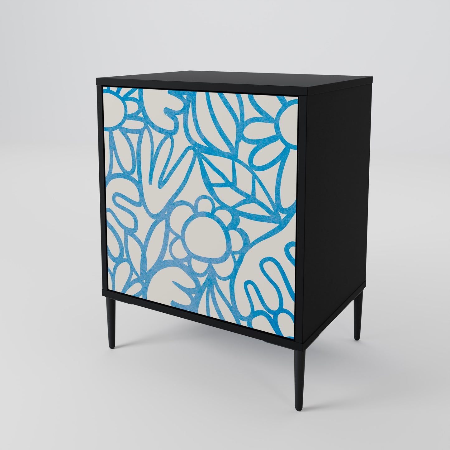 BLOOMY MORNING 1-Door Sideboard in Black Finish