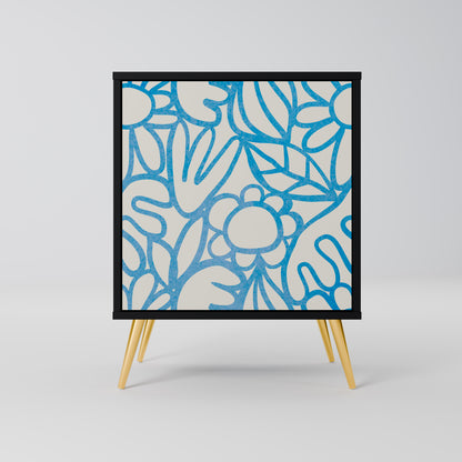 BLOOMY MORNING 1-Door Sideboard in Black Finish