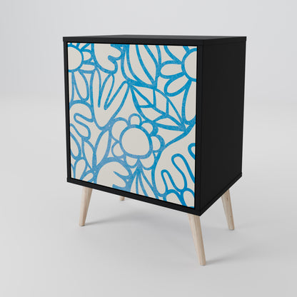 BLOOMY MORNING 1-Door Sideboard in Black Finish