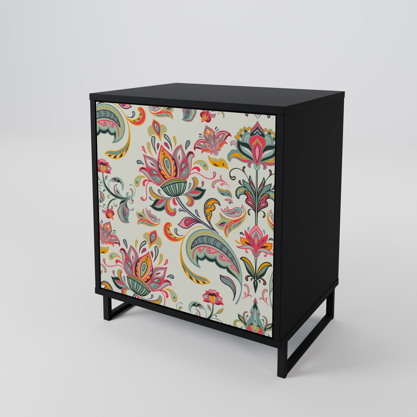 ORGANIC FOLKLORE 1-Door Sideboard in Black Finish