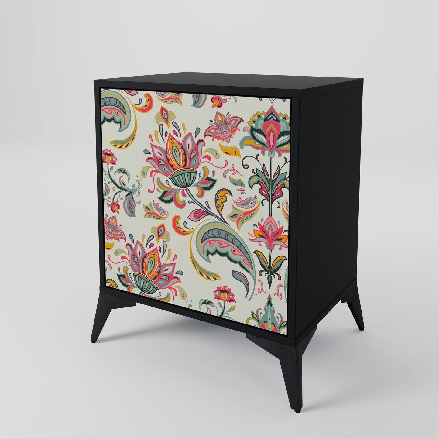 ORGANIC FOLKLORE 1-Door Sideboard in Black Finish