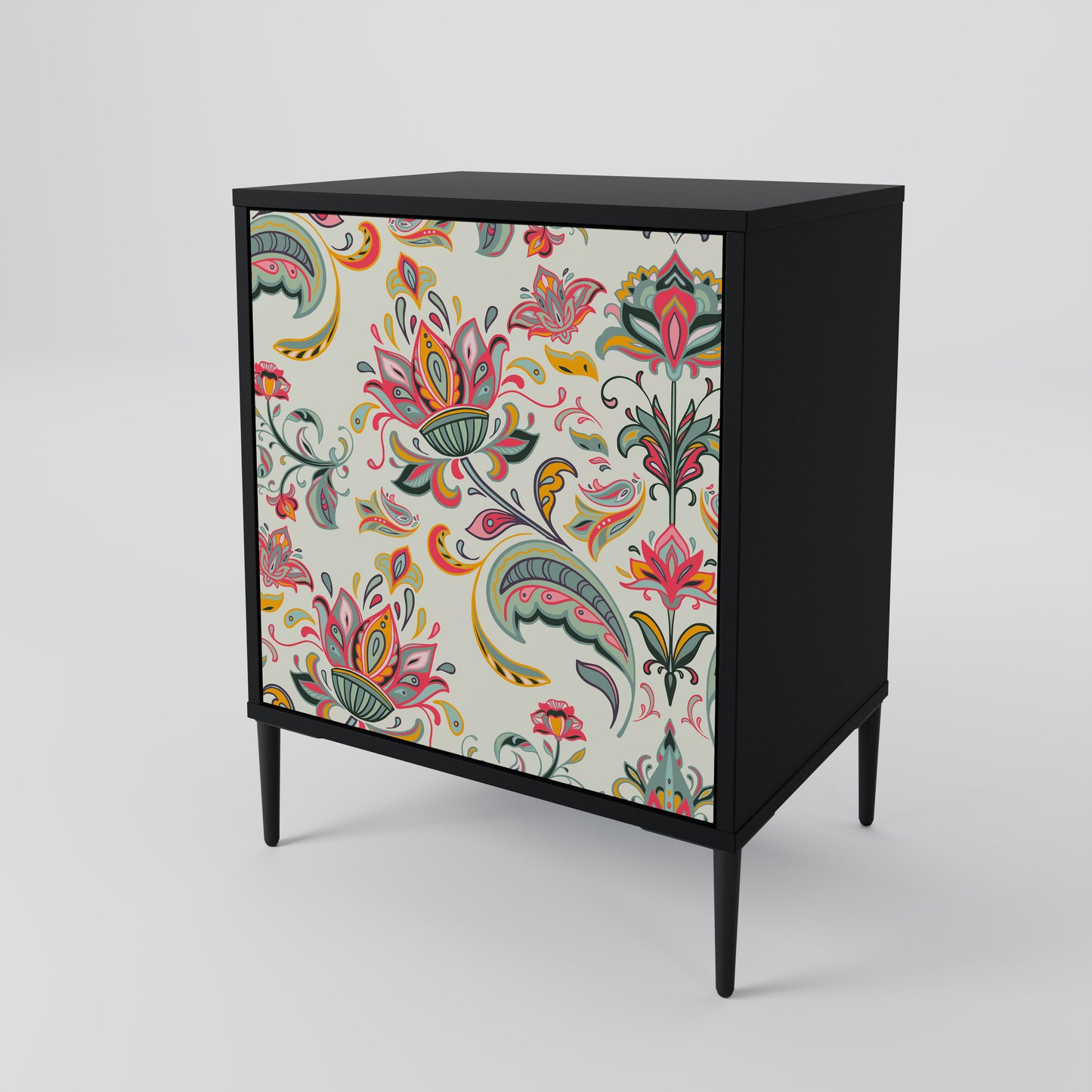 ORGANIC FOLKLORE 1-Door Sideboard in Black Finish