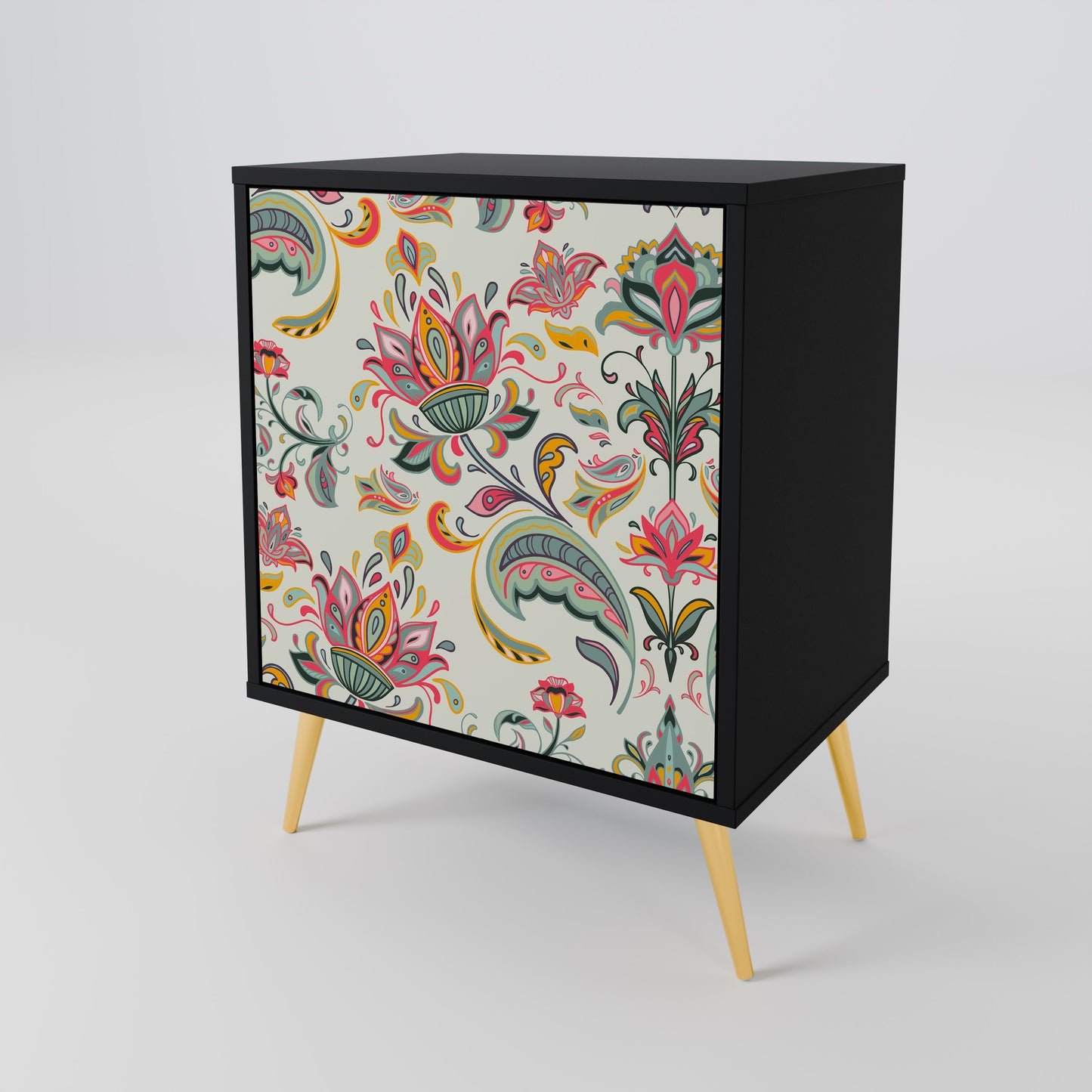 ORGANIC FOLKLORE 1-Door Sideboard in Black Finish