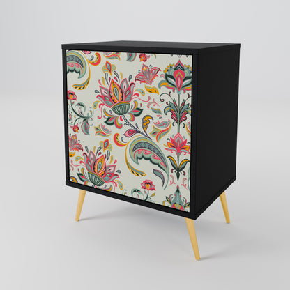 ORGANIC FOLKLORE 1-Door Sideboard in Black Finish