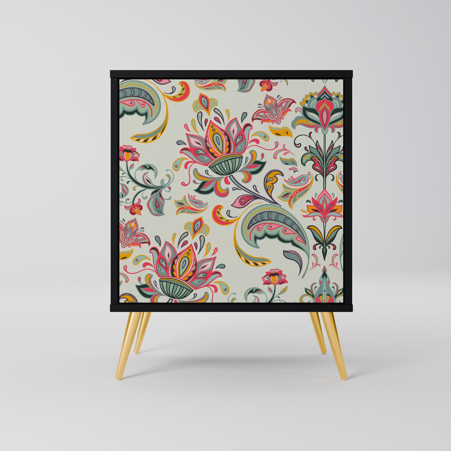 ORGANIC FOLKLORE 1-Door Sideboard in Black Finish