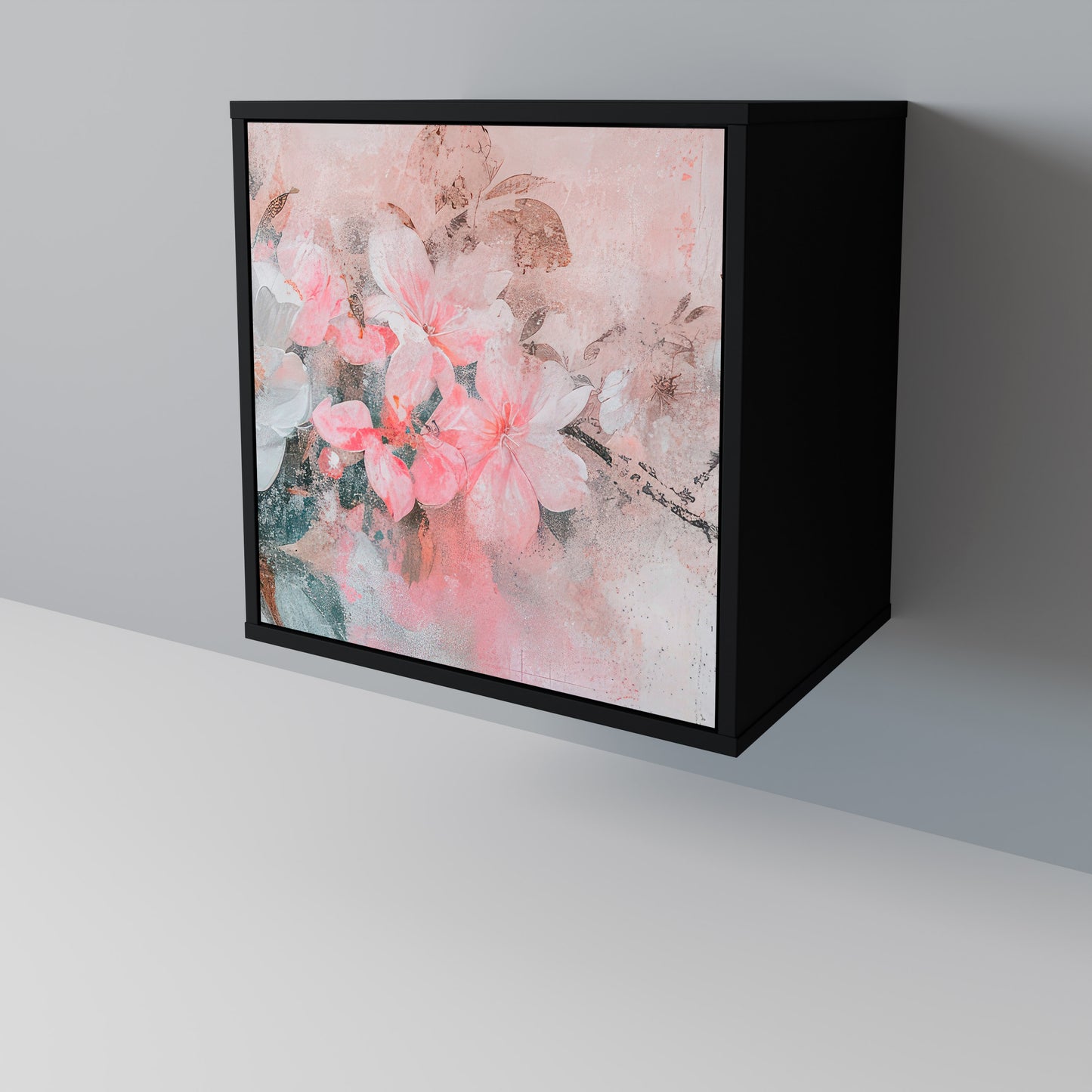 CHERRY BLOSSOM 1-Door Sideboard in Black Finish