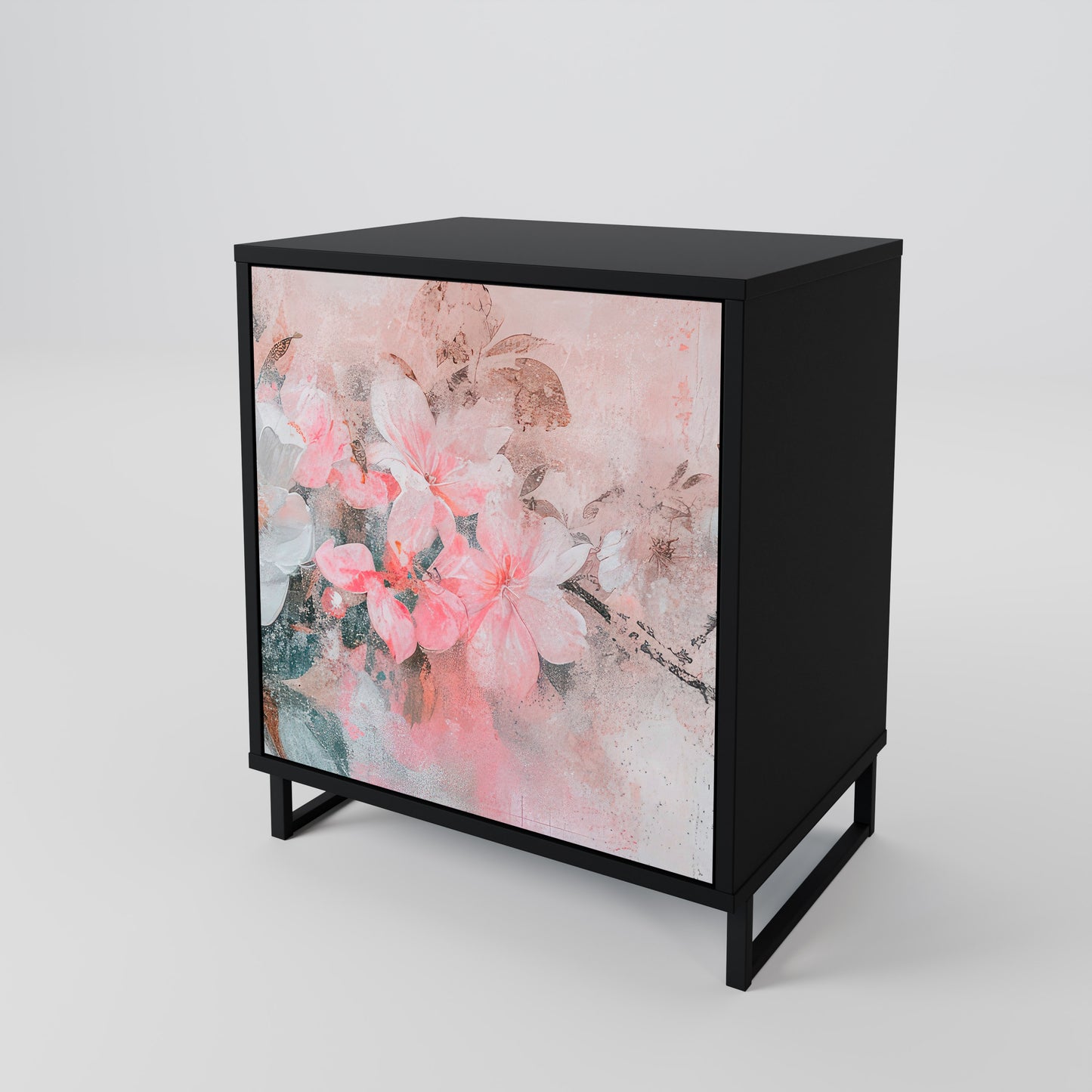CHERRY BLOSSOM 1-Door Sideboard in Black Finish